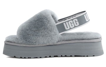 WMNS UGG DISCO SLIDE COZY THICK SOLE CASUAL SLIPPER GRAY