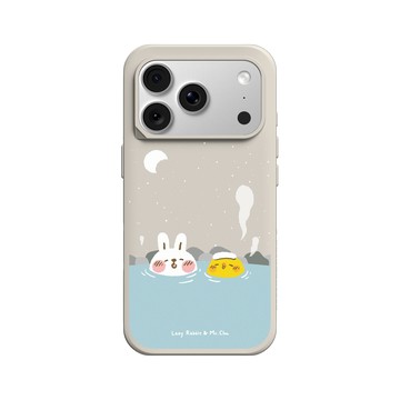 iPhone 18 Pro SolidX 貝殼灰 - 懶散兔與啾先生 Lazy Rabbit and Mr.Chu - 泡溫泉
