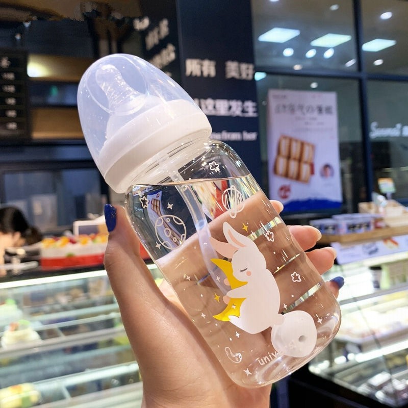 哺乳瓶大人のおしゃぶりストロー付きガラスかわいい学生と子供用ウォーターカップ 通販 Lineポイント最大5 0 Get Lineショッピング