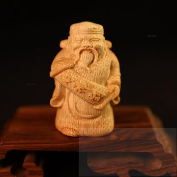 【財神】實心竹雕刻財神文玩手把件小擺件龍血金絲竹擺件茶寵# c886t