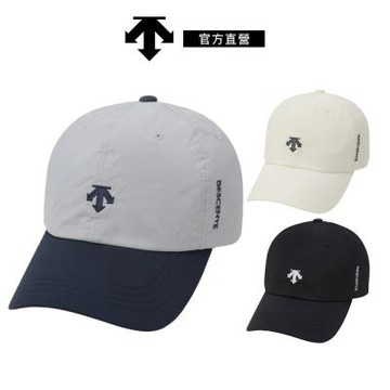 【DESCENTE】迪桑特 中性 簡約平織運動休閒棒球帽 運動帽(黑色/象牙色/藍灰色)