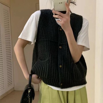 【巴黎精品】現貨+預購 針織背心無袖毛衣-韓系復古粗針百搭女外套4色a1hj88