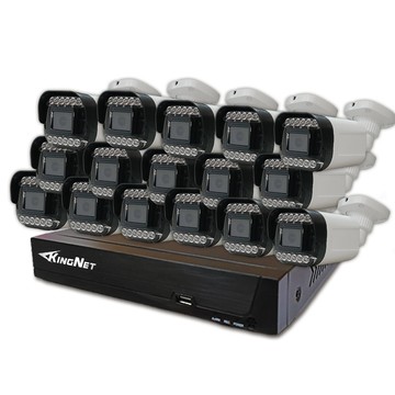 KingNet 16路16支套餐 500萬 鋼鐵機 台灣製 16路主機DVR + 200萬 同軸聲音槍型攝影機 1080P 監視器主機套餐