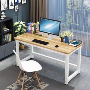 免運 開發票 圓角電腦桌臺式家用臥室簡約學習桌學生書桌雙人辦公桌鋼木桌 快速出貨