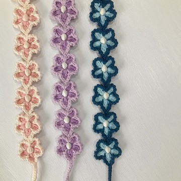 可愛滾邊小花 手工鉤織髮帶
