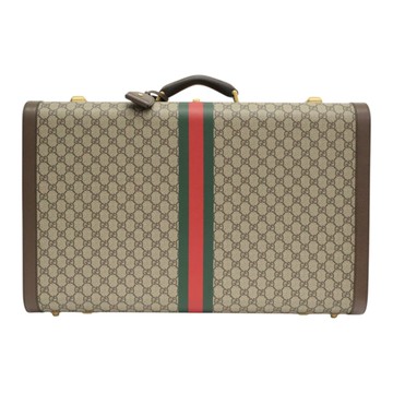 GUCCI 古馳 烏木色 GG Supreme帆布 Savoy Large 手提行李箱 722178 【二手名牌BRAND OFF】