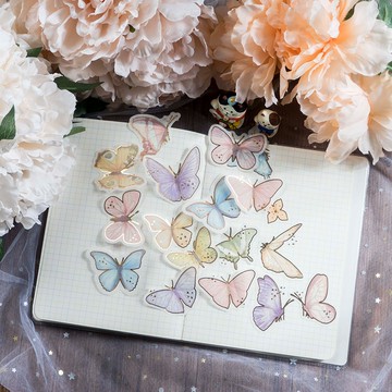 🍋檸檬青🍋 現貨特價售完無補瓶中花蝶系列6款30枚入燙金蝴蝶花朵貼紙手帳裝飾素材