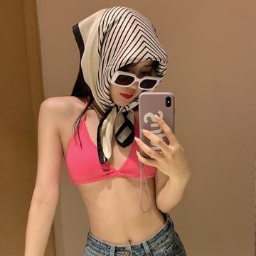 網紅復古防曬遮陽小絲巾韓版百搭時尚小方巾頭巾女裝飾領巾發帶潮