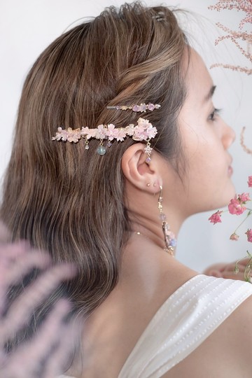 頌櫻鍍14K金彎月一字夾