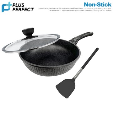 PERFECT理想 石墨烯炒鍋28cm附蓋+矽膠煎匙促銷組