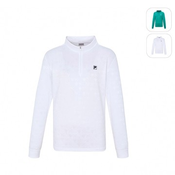 【FILA】男性 GOLF 長袖半開襟T恤-白色 1TEZ-6116-WT