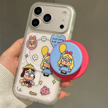 手辦氣球哭娃磁吸支架12蘋果17手機殼15pr13iPhone16爆款14硬殼潮殼