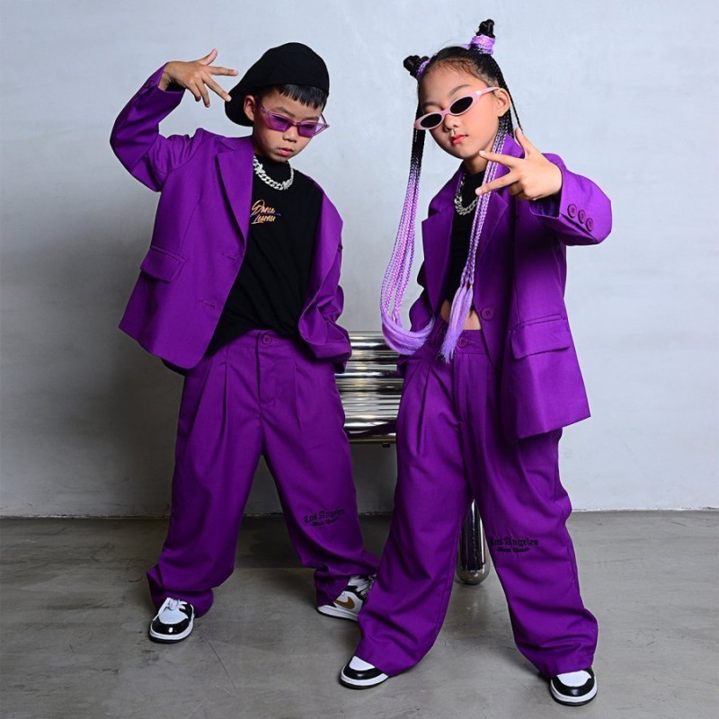 キッズダンス衣装 ヒップホップ HIPHOP 子供服 長袖 紫 ジャケット パンツ 女の子 チアガール 演出服 K-POP ステージ衣装 練習着 体操服  通販 LINEポイント最大GET | LINEショッピング