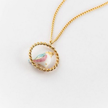 Nach Bijoux 法國手工 幸運青鳥螺旋圓環項鍊  藍粉色