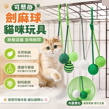 寵物省錢鋪】可懸掛劍麻球貓咪玩具球掛籠特大號逗貓棒耐咬自己玩自嗨解悶 創意貓貓玩具 小狗玩具 小貓玩具 狗狗玩具 toy