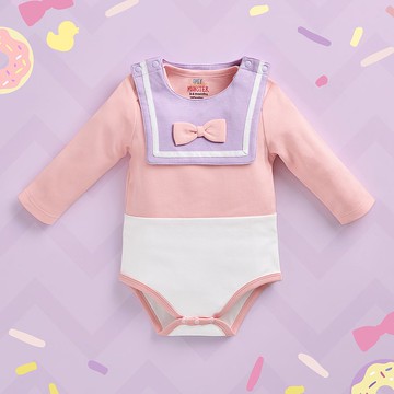 OMYMONSTER - 糖絲絲長袖包屁衣連口水肩套裝