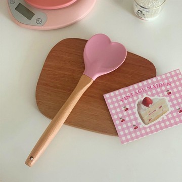 🌟廚具套裝🌟【廚房好物】粉色少女心愛心食品級硅膠奶油勺烘焙鏟子耐高溫ins~廚房 鏟子 餐具