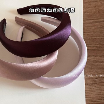 两件9.9折🔥臺灣出貨🔥可開發票✅緞面高級感復古純色髮箍寬版海綿高顱頂頭箍髮飾新款髮卡頭飾