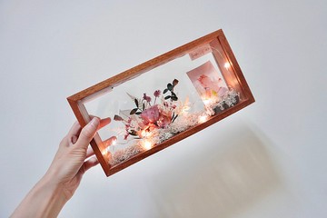 乾燥花紀念相框擺件 手作實木永生花設計