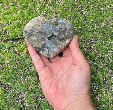 天然原礦帶母礦清新天青石愛心 藍水晶 淨化 療癒擺件 快速出貨
