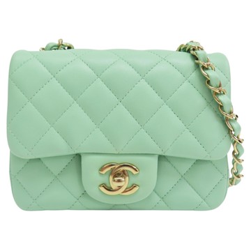 CHANEL 香奈兒 綠色 羊皮 Mini Coco 17 肩背包 淡金釦 【二手名牌BRAND OFF】