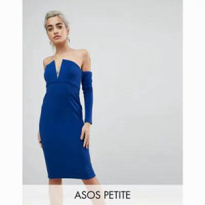 エイソス ワンピース Asos Petite V Bar Bardot Textured Midi Dress Cobalt 通販 Lineポイント最大8 0 Get Lineショッピング