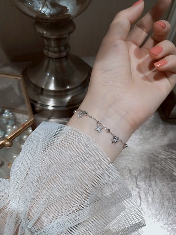 通體純銀星星手鏈女抽拉可調節精致古風設計感小眾氣質韓版時尚潮1入