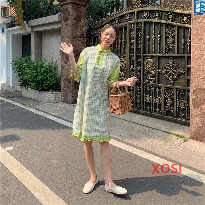 レディース チェック柄 ワンピース半袖 膝丈ワンピース 学院風 夏作 着痩せ カジュアル フェミニン 優雅 可愛い ラッフルスカート 通販 Lineポイント最大0 5 Get Lineショッピング