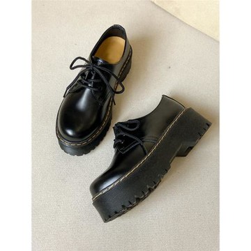 冪冪同款厚底馬丁靴女3孔2024春秋新款增高英倫風小皮鞋1461quad