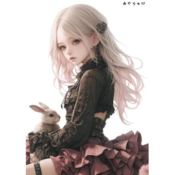 【3 月新品 2】07-095-0168 人物貼紙 動物與少女蕾絲