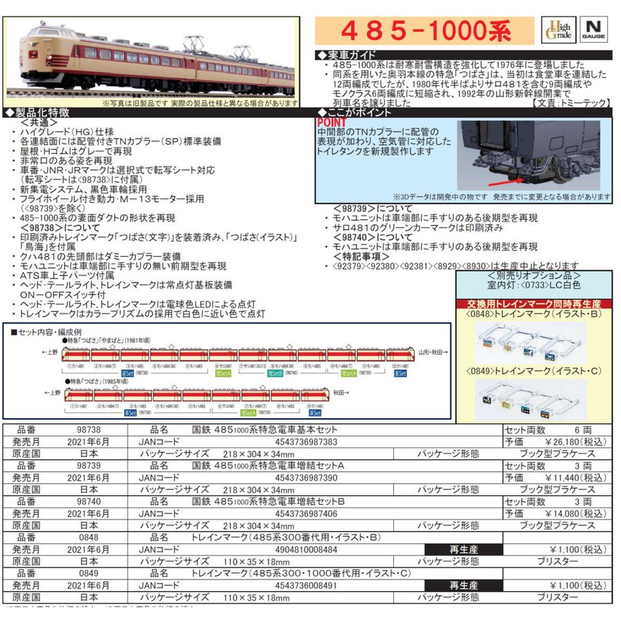 485-1000系特急電車基本セット（6両） TOMIX 98738 通販 LINEポイント最大GET | LINEショッピング