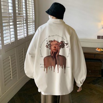 歐美hiphop襯衫男ins潮牌胖子大碼長袖襯衣美式vibe風藝術生外套