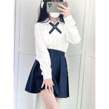珠珠家三件套多色襯衫箱褶裙領帶jk制服學院風日常系通勤套小個子