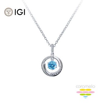 彩糖鑽工坊 IGI 1克拉 藍鑽 PT950 白金 鑽石項鍊 (培育鑽石 藍色鑽石 彩鑽 FANCY VIVID  BLUE)