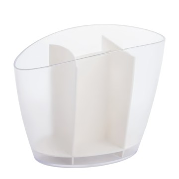 品屋 餐具收納筒  優雅白  19.3x11.3x15.3cm  優良PS材質  半透明磨砂設計  瀝水隔板  1個
