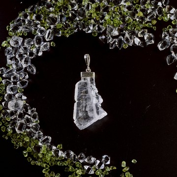 巴基斯坦 縫合水晶｜戰艦水晶 純銀手工包框 天然水晶項鍊 S25AB26-102