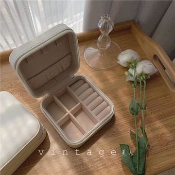 「仙女的首飾盒」ins風戒指耳環收納盒便攜粉糯絨布奶油白首飾盒