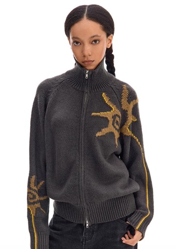 日系復古 太陽漩渦毛衣外套