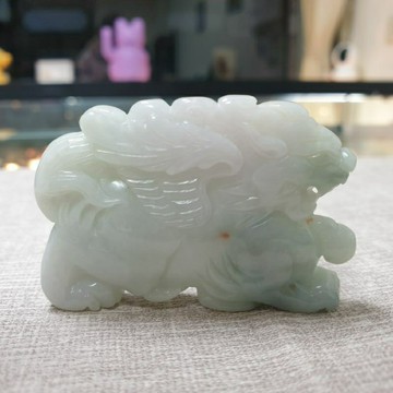 天然緬甸玉A貨-O0321-細糯飛天貔貅(天祿)小擺件高37mm寬55.6mm厚9.8mm💰售價1500元