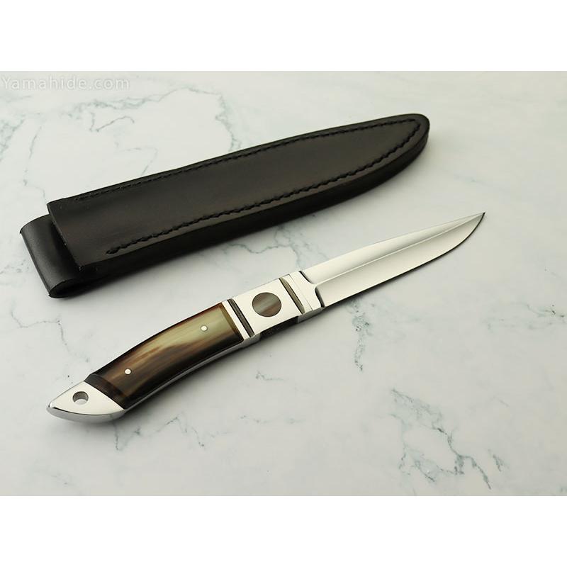 多松 国彦 作 阿修羅・インテグラル ATS-34 オランダ水牛 シースナイフ Kunihiko Tamatsu Custom Knife