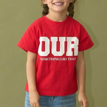 日本 b-ROOM - 簡約印花舒適天竺棉短袖上衣-OUR-紅