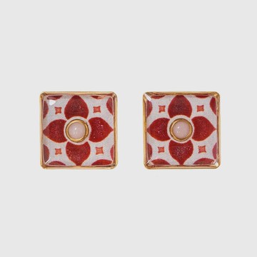 耳環 | Talavera Tile 時光花磚 - 瑪瑙紅