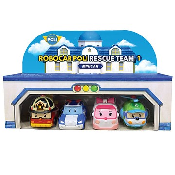 救援小英雄波力POLI 迷你模型車 救援小隊4入組 波力 安寶 羅伊 赫利 【鯊玩具】