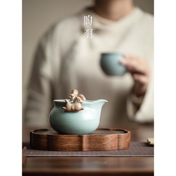 天青汝窯手抓壺防燙陶瓷家用茶壺大容量功夫茶具茶杯套裝泡茶單壺