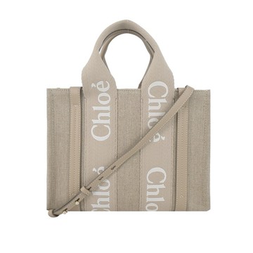 [平輸版]Chloe Woody tote bag 新款帆布兩用托特包(小號/淺褐)真品平輸