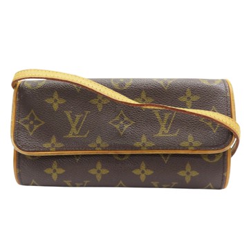 【二手名牌BRAND OFF】LOUIS VUITTON 路易威登 棕色 原花 PVC塗層帆布 Pochette Twin GM 肩背包 M51852