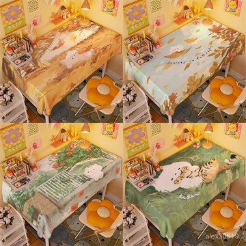 🍒臺灣熱賣🍒ins卡通治癒係桌布可愛童話宿捨臥室書桌裝飾布客廳餐桌茶幾臺布