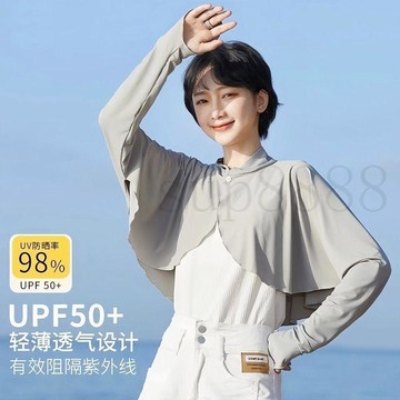 臺灣出貨防曬夏季新款冰絲外套防紫外線開車罩衫騎行透氣寬鬆長袖斗篷披肩