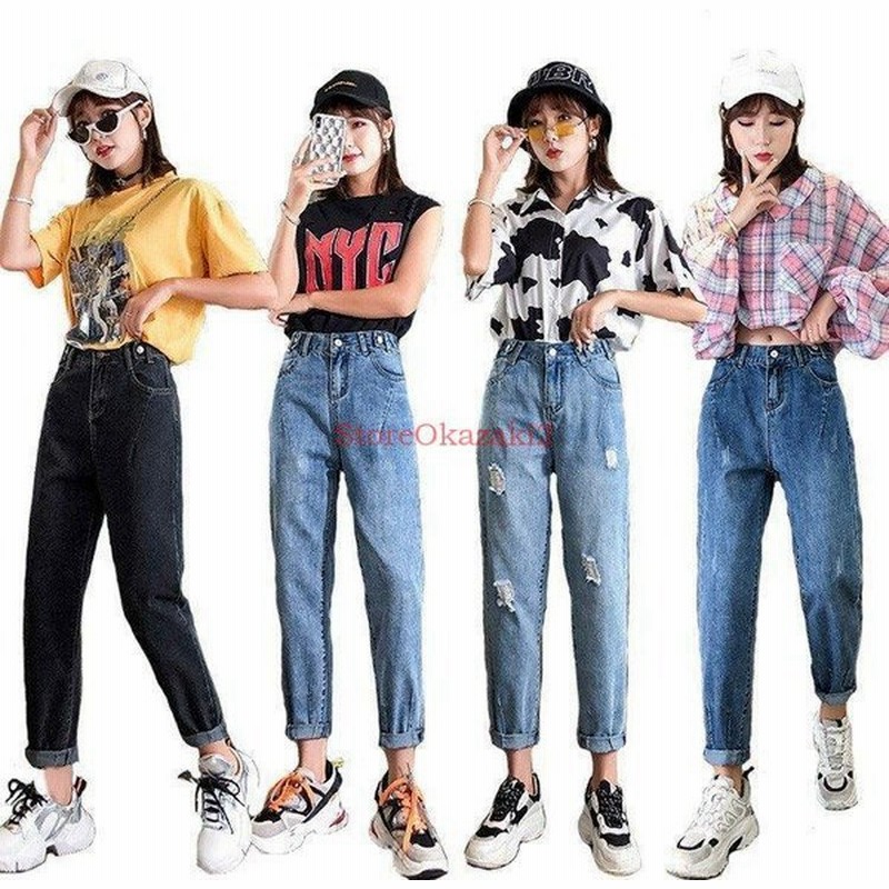 デニムパンツ ライトウォッシュ ボーイフレンドデニム ダメージジーンズ ジーパン クラッシュ ロールアップ レディース ゆったり ボトムス 春夏秋 通販 Lineポイント最大get Lineショッピング