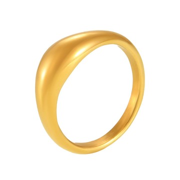 宏雲Hongyun- Xyx-ins圓形弧面不鏽鋼氣質指環極簡冷淡風光面戒指女